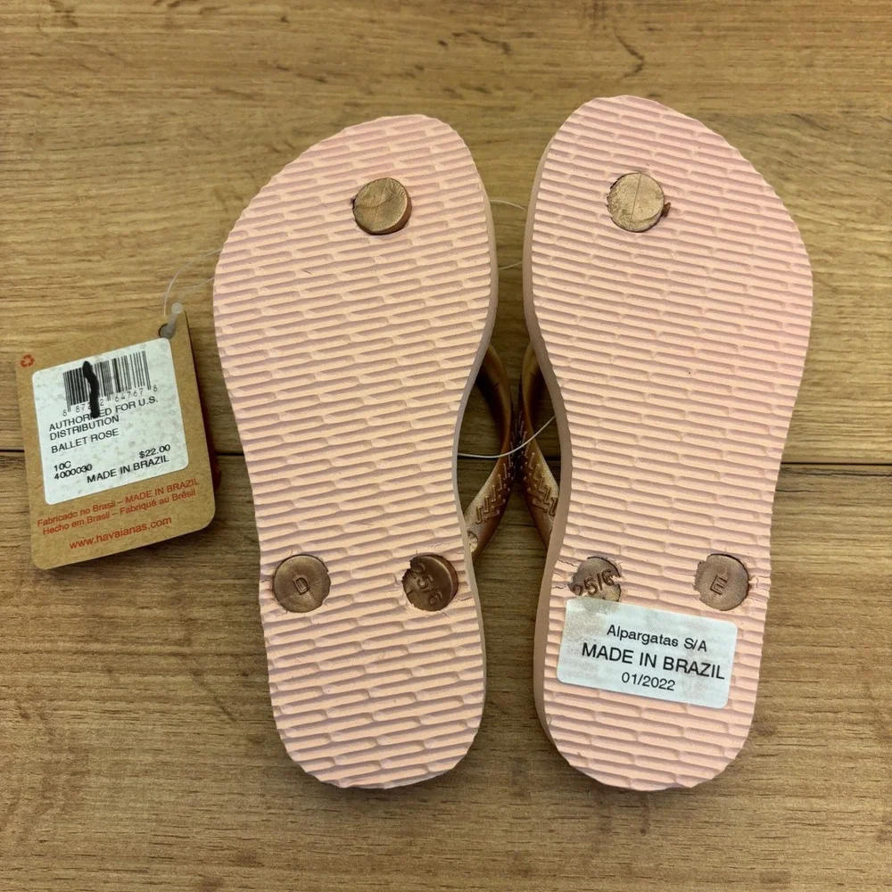 HAVAIANAS Top Tiras Flip Flops Ballet Rose Pink Kids Size 10C Summer Beach